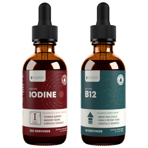 [BRSREAACCIHGOFY4] Rejuvica Health Active Iodine + Active B12 Bundle - Energy Support Bundle - Advanced Liquid Delivery