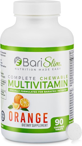 [BRSWYY33PIAWEA36] BariSlim komplett Chewable Bariatric Multivitamin tabletter - 45 mg jern Bariatric Vitamin & Supplement for post Bariatrisk kirurgi inkludert astrisk bypass og erme - Delicious & Convenient ® Orange