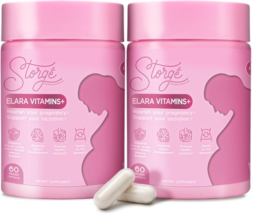 [BRSRGAYNCB5WKAL2] Elara Prenatal & Postpartum Vitamins, 5-MTHF Folate, Choline, Iron, Iodine, Vitamin A & K2, Breastfeeding Support, Energy & Recovery, Vegan, 60 Capsules (2, 120 Caps)