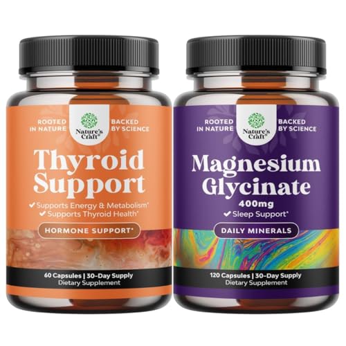 [BRSRECA6OQNAO3TP] Bundle of Herbal Thyroid Support Complex - Potent Kelp Iodine with L Tyrosine Bladderwrack Selenium Ashwagandha and Pure Magnesium Glycinate Supplement 400mg Per Serving for Mood Sleep and Relaxation