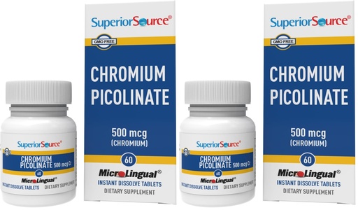 [BRSREAD6CEPRMYDP] Superior Source Chromium Picolinate - Supplement Formula Supports Healthy Sugar Metabolism - 500 mcg, 50 Instant Dissolve Tablets (Pack of 2)