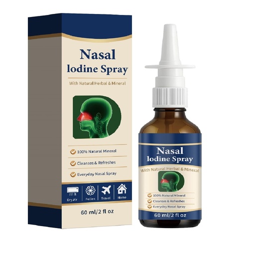 [BRSRGBQZDEBAA2TL] Iodine Nasal Spray - Natural Nasal Iodine Spray with Fulvic Acid,0.1% Povidone Iodine Gentle Cleanses Nasal Passages for Daily Care,60ml/2 FLoz - 150+ Uses (1)