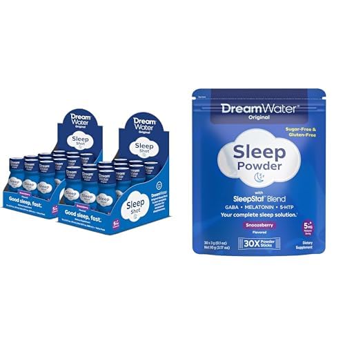 [BRSREYL2OENWEYD7] Dream Water Sleep Aid Supplement Drink Snoozeberry, 24-Count + Dream Water Sleep Aid Powder Snoozeberry, 30-Count