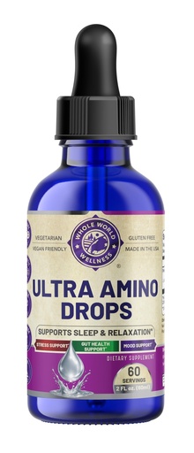 [BRSRGGI6C4AREA3G] Ultra Amino Drops | Stress & Mood Support | L-Arginine HCI, L-Glutamine, L-Tryptophan| Soy Free, Gluten Free, Vegan Friendly, Vegetarian | 60 ml | Made in The USA.