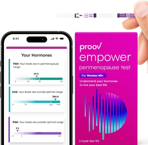 [BRSRAZT4DNYQKCIU] Proov - Empower Hormone Tracker kotona - naisille 30-40+ - Ymmärtää Hormonitasapainon & perimenopaussi vaihe - Mittaukset FSH, LH, Estrogeeni & Progesteroni - 1 Cycle Test Kit