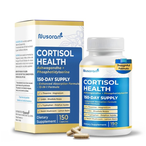 [BRSREZAKAQGQ4FDO] Ultra Cortisol Health - 13-in-1 with Ashwagandha, Phosphatidylserine, L-Theanine, Rhodiola - Max Absorption - Non-GMO, Gluten-Free, Lab Tested (150 Count (Pack of 1))