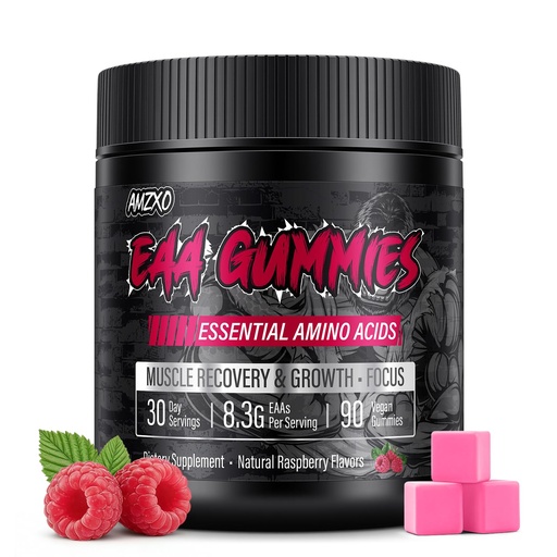 [BRSREZAHOYBBMA3L] EAA Gummies - 2:1:1 BCAA Formula (8300mg) - Essential Amino Acids for Muscle Recovery & Endurance - Non-GMO, Gluten Free, Sugar Free, Vegetarian, Raspberry Flavor - 90 Count