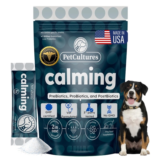 [BRSROAD6DINWKCT5] PetCultures Calming Tribiotic Dog Supplement Powder – Supports Stress, L-Tryptophan, L-Theanine, and Gut-Brain Axis Balance - Made in USA (30)