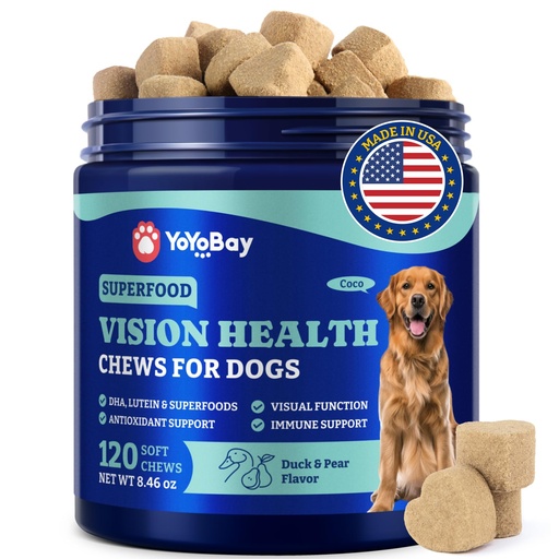 [BRSREFAEB4CQGALH] Eye Supplement for Dogs - 120 Soft Chews Dog Vision Supplement with Cod Liver Oil, Antioxidants & Omega 3 Fatty Acids - Eye Vitamins for Dogs - Duck & Pear Flavor