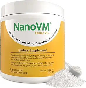 [BRSWGCYRPNYAGCQY] Senior 71+, Allergen-Free Vitamin Supplements, Unflavored Multivitamin Powder with 14 Vitamins & 13 Minerals, Low-Carbohydrate Mineral Supplements, 275g - Solace Nutrition