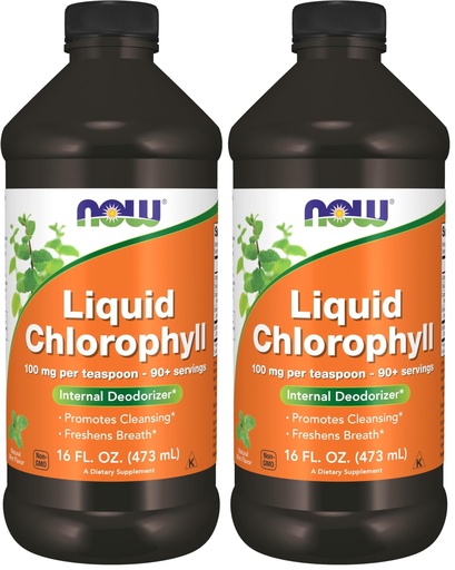 [BRSRAY35DMPRGDTF] NOW Supplements, Liquid Chlorophyll, Super Concentrated, Internal Deodorizer*,Boost Energy, Mint Flavor, 16-Ounce (Pack of 2)