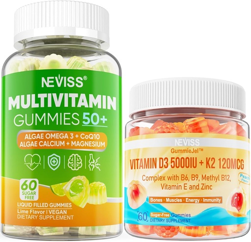 [BRSRAEA7AB7BMC3K] NEVISS Bundle - Women&Men 50+ Multivitamin 1 Pack + D3 5000IU K2 120mcg