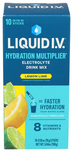 [BRSWYBA2OAFAGGYV] Liquid IV Lemon Lime Hydration Drink Mix 10 Count, 0.56 OZ