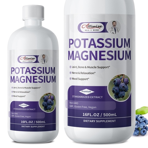 [BRSRGFIRDIJR6YDZ] Potassium Magnesium Supplement Liquid-High Absorption Calm Magnesium&Potassium Drops Sugar-Free Plus Ginger,Turmeric,Black Pepper for Muscle,Leg Cramps,Bone & Energy & Immune Support - 16 Fl oz