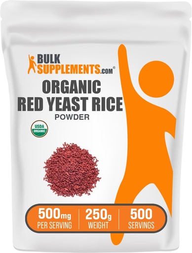 [BRSROFALBB7RUGTH] BulkSupplements.com Organic Red Yeast Rice Powder - Organic Red Yeast Rice Supplement, for Heart Health Support - Vegan Friendly, 500mg per Serving, 250g (8.8 oz) (Pack of 1)