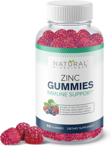 [BRSRAEA7DMJQ2CI2] Zinc Gummies 50mg - High Potency Immune Support, Skin Health, Antioxidant, Daily Immunity Supplement for Adults, Vegan, Gluten-Free, Non-GMO, Chewable Zinc Citrate Gummies, 60 Gummies