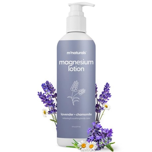 [BRSRACA3PIBBYFL2] Lavender & Chamomile Magnesium Lotion for Sleep, Relaxing Nightime Cream for Leg Cramps, Sore Feet and Joints | With Moisturizing Shea Butter, Coconut Oil, Collagen, Stem Cells, 8 fl oz by M3