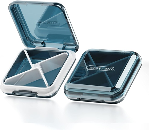 [BRSRMZT4AENWOCDD] DUBSTAR Daily Pill Organizer,4 Compartments Portable Travel Small Pill Case, Pill Box for Purse Pocket to Hold Vitamins,Cod Liver Oil,Supplements and Medication (Blue)