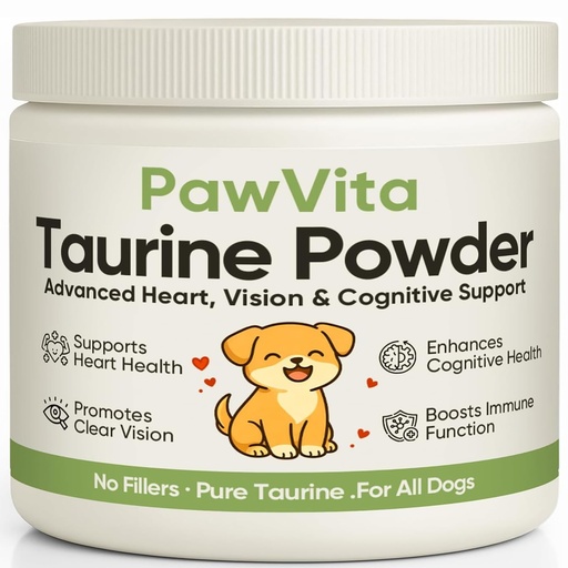 [BRSRGEA7BZYQI3T3] PawVita Taurine Powder for Dogs – 99.9% Amino Acid Supplement for Healthy Heart Function, Vision Support & Energy Metabolism – Grain-Legume Safe (1)