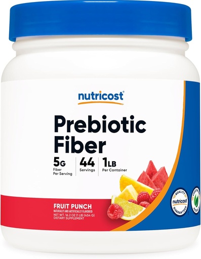[BRSROHADAANQM2Q4] Nutricost Prebiotic Fiber Powder (1 LB, Fruit Punch) - Digestive Health, Natural Fiber Supplement, Soluble Plant Fiber Blend