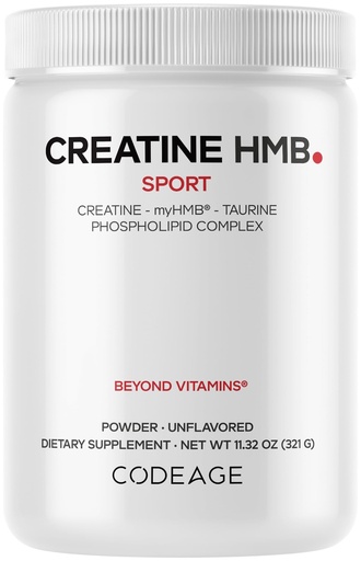 [BRSREGD6OAIGCCTO] Codeage Creatine HMB+ Powder - Creatine Monohydrate, Taurine, myHMB Supplement, Vitamin D3 - Sports Support Supplement - Liposomal Delivery - Non-GMO, Unflavored - 11.32 oz