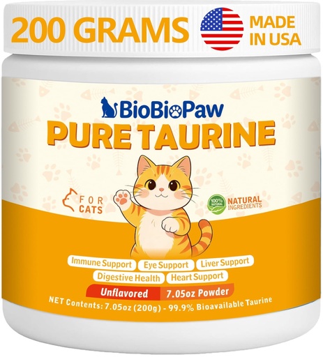 [BRSRG2Q7B4DQEET2] Pure Taurine for Cats Taurine Powder Supplement for Kitty Supports Vitality and Immune Health 200 Grams