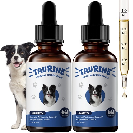 [BRSRGGD3CIBWYHT2] Taurine Supplement for Dogs Liquid Drops, Amino Acid Support for Heart & Muscle Function, Daily Canine Nutrition Supplement, 60 mL × 2 Bottles