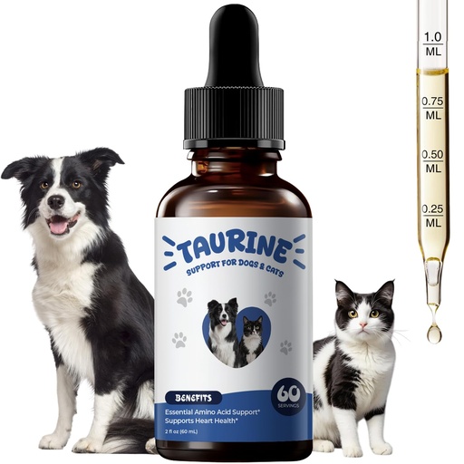 [BRSRGGD3DMCQYYI7] Taurine Supplement for Dogs & Cats Liquid Drops, Amino Acid Support for Heart, Muscle & Daily Vitality, Canine & Feline Nutrition Supplement, 60 mL