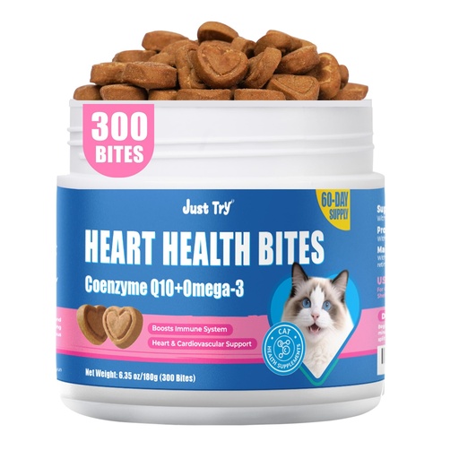 [BRSREED2C4IAOYDJ] Just Try Coenzyme Q10 coq10 Bites for Cats - Advanced q10 & Taurine Cat Treats for Feline Heart Health - Chicken Flavored - Supports Heart Function - 300 Count