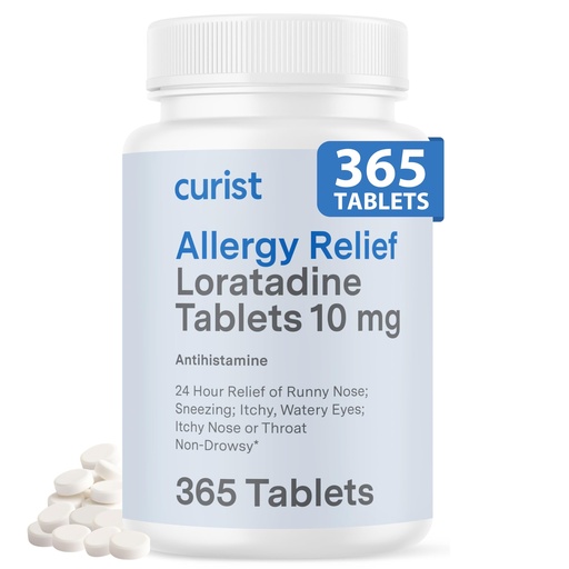 [BRSROC32BYARUHY3] Curist Loratadine 10mg 365 Count - All Day Non Drowsy Allergy Medicine - 24 Hour Antihistamine Tablets for Runny Nose, Itchy Eyes, & Sneezing - Indoor & Outdoor Allergy Medicine for Adults