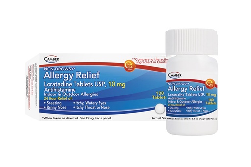 [BRSREYY6OYFB6F3H] Camber Loratadine 10mg Allergy Pills, Antihistamine 24 Hour, Non Drowsy Allergy Relief (100 Tablets)