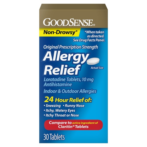 [BRSWIYIPAEMBYD3A] GoodSense Allergy Relief Loratadine Tablets 10 mg, Antihistamine, Allergy Medicine for 24 Hour Allergy Relief, 30 Count
