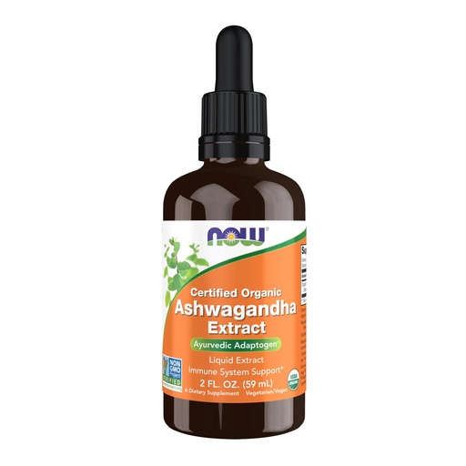 [BRSW2ZQCPMCQ2DI3] NOW Foods Supplements, Ashwagandha Liquid Extract, Organic, Immune System Support, 2 fluid ounces