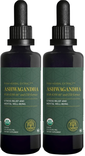 [BRSRGGQZCAGRME3U] Global Healing Center - Organic Ashwagandha Supplements Drops - KSM-66 Ashwagandha Extra Strength for Men & Women, Helps Promote Relief from Stress, Mood Support, Organic (2 Fl Oz) (Pack of 2)