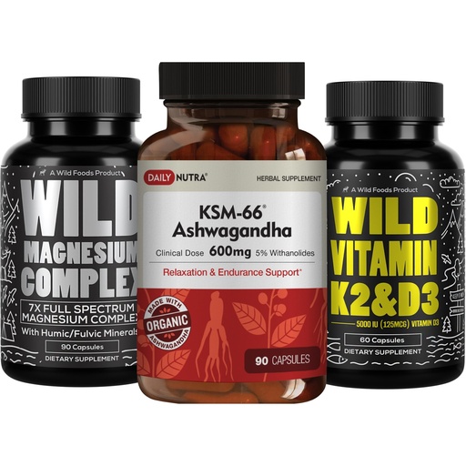 [BRSRABT5CMNQ2HIZ] DailyNutra KSM 66 Ashwagandha (90 Capsules) Ashwagandha (90 Capsules), Magnesium Complex (90 Capsules), and Vitamin D3K2 (60 Capsules) Bundle for Wellness