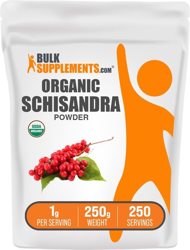 [BRSROFAKDENAKHY7] BulkSupplements.com Organic Schisandra Powder - Organic Schisandra Supplement, from Schisandra Berry - Gluten Free - 1g per Serving, 250g (8.8 oz) (Pack of 1)