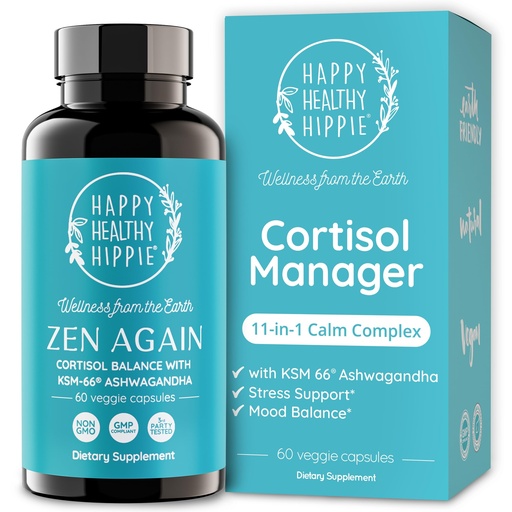 [BRSRABT5C56AGF3P] Zen Again Cortisol Manager with Ashwagandha KSM-66 | Cortisol Supplements for Women | 11-in-1 Complex | Herbal Stress Support with L-Theanine, Rhodiola & Magnesium | Vegan, 60 Ct (30 Servings)