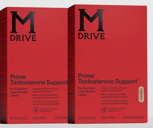 [BRSREAYPAEFQKFL2] Mdrive Prime - Men's T-Support Supplement, Max Energy, Focus & Lean Muscle, KSM-66 Ashwagandha, S7 Nitric Oxide Booster, Bioperine and DHEA, 60 Servings, 120 Count