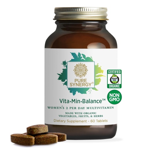 [BRSW2GA7BMHWCFDB] PURE SYNERGY Vita·Min·Balance | Multivitamin for Women with Iron | Women’s Daily Multivitamin Made with Organic Whole Foods | for Balanced Energy and Stress Support (60 Tablets)