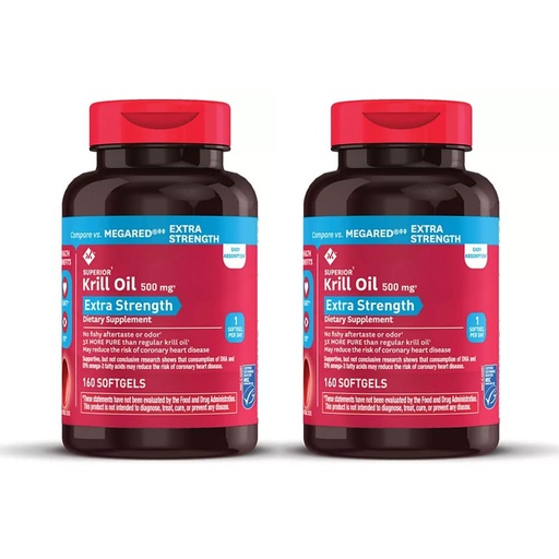 [BRSWKY34BYFRMCDE] Member's Mark Extra Strength Omega-3 Krill Oil Softgels, 500mg (2 Bottles (320 softgels))
