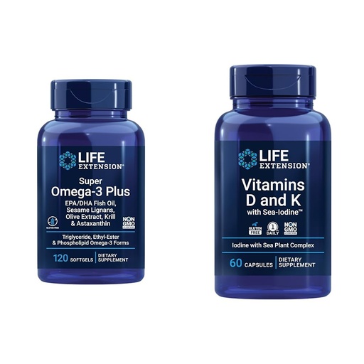 [BRSROAIKDMGQGYI6] Life Extension Super Omega-3 Plus EPA/DHA Fish Oil, Sesame Lignans & Vitamins D and K with Sea-Iodine, Vitamin D3
