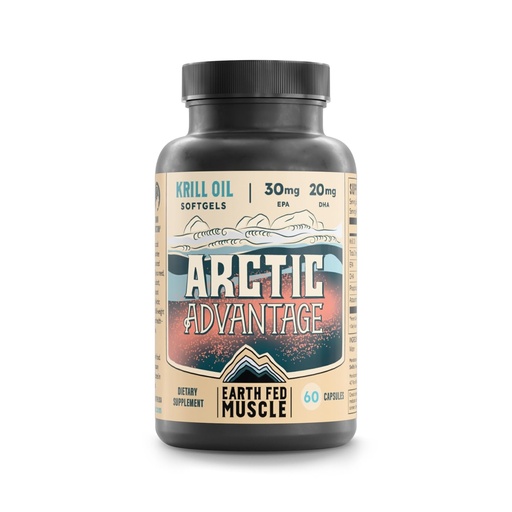 [BRSREZQ6BYOREH3O] Earth Fed Muscle Arctic Advantage Krill Oil 500mg softgels, Omega-3 DHA & EPA for Heart, Brain, Eye & Joint Health Support, No Fishy Aftertaste, Non-GMO, Gluten-Free Antartic Krill Oil - 60 Capsules