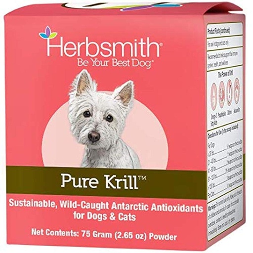 [BRSWYGIBPMHBOCIU] Herbsmith Pure Krill - Wild-Caught Antarctic Krill - Just 1 Ingredient - Astaxanthin for Dogs - Ready-to-Use Omega 3s – Alternative to Krill Oil for Dogs - 75g
