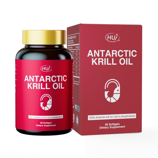 [BRSREFQ6AEMR43DZ] HUJ Antarctic Krill Oil 1000mg with Omega-3s EPA, DHA, Astaxanthin, Phospholipids and Choline - Sustainably Sourced - 60 Softgels