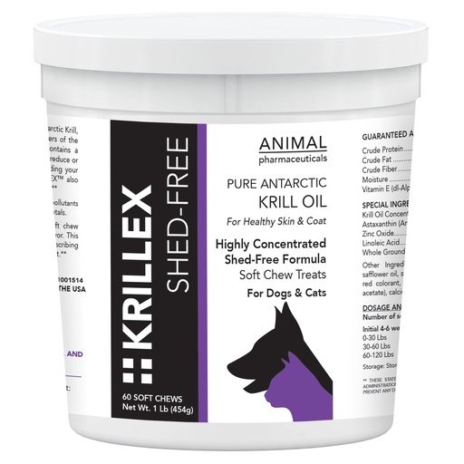 [BRSRMFQLBAHGADTL] Krillex Shed-Free Chews - Shedding Support Krill Oil for Dogs & Cats - Skin and Coat Omega 3 Supplement for Dogs - 60 ct