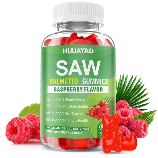 [BRSRGY3YAUDQGCTA] Saw Palmetto Gummies Saw Palmetto Supplement with Pumpkin Seed Oil, Biotin, Prostate Health Supplements for Men, Advanced DHT Blocker, Hair & Urinary Health Support, Raspberry Flavor, 60 Counts