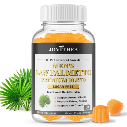 [BRSREGIHAVYQEA3B] Saw Palmetto for Men Gummies, Extra Strength DHT Blocker for Men, with Pumpkin Seed Oil & Biotin, Support Prostate, Urinary Health & Hair Growth, Hormone Balance, Sugar Free, Vegan, Orange Flav, 60ct