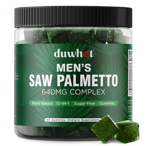 [BRSREGQ7CR7BUFI3] duwhot Saw Palmetto Gummies for Men, Organic Saw Palmetto with Pumpkin Seed Oil for Men Overall Health, Enhanced with Pygeum, Nettle, Sugar-Free, Vegan, 60 Chewables