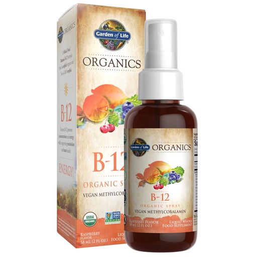 [BRSWIGL4BUGAIE3U] Garden of Life Organics B-12 Spray with Methylcobalamin – Liquid Vitamin Spray for Energy, Metabolism & Heart Health Support, Raspberry Flavor, 2 Fl Oz Bottle, 140 Servings