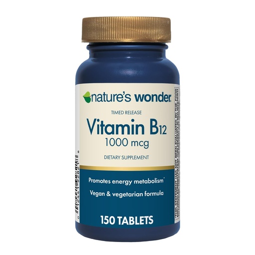 [BRSRAEITDMARUAA6] Nature's Wonder Vitamin B12 1000 mcg Timed Release Tablets for Energy Metabolism, Supports Brain Health and Nervous System Health, 150 Day Supply, 150 Tablets